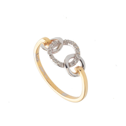 Triplet Gold Ring with Diamonds
