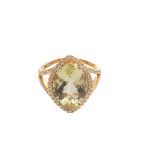 Gold Ring with Diamonds and Citrine