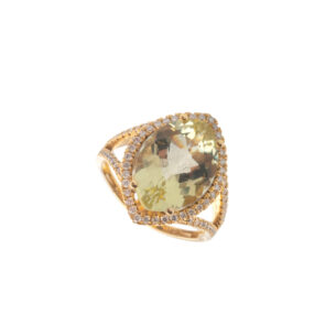 Gold Ring with Diamonds and Citrine