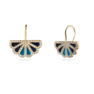 Black Iris Earrings with Diamonds & Enamel
