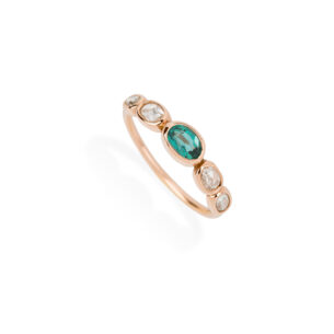 Olivia Ring with Diamonds and Emerald