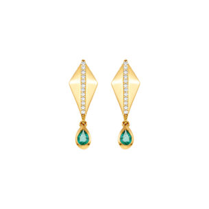 Talos Short Earrings with Diamonds & Emeralds