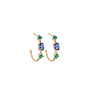 Clementine Hoops with Sapphire and Emeralds