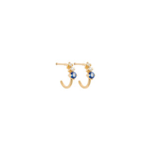 Cora Small Hoops with Diamonds and Sapphires