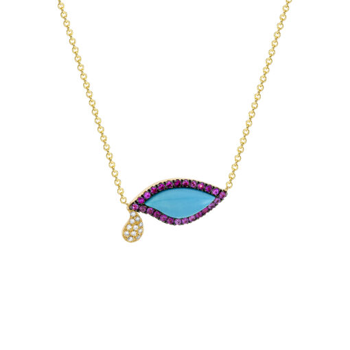 Muses Necklace with Turquiose, Sapphires & Diamonds