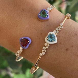 Double Sparkling Candy Heart Bangle