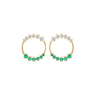 Caldera Earrings with Diamonds and Emeralds