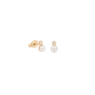 Aphroditi Pearl Earrings with Diamonds