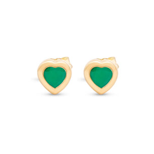 Heart Green Onyx Stud Earrings