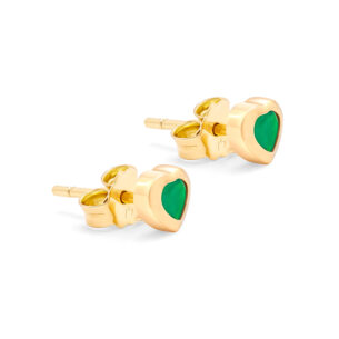 Heart Green Onyx Stud Earrings