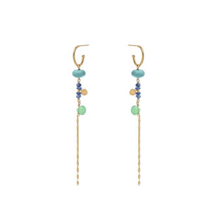 Turquoise Hoop Long Rainbow Earrings
