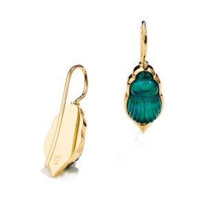 Sienna Earrings with Small Green Chalcedony Scarabs