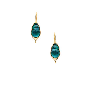 Sienna Earrings with Small Green Chalcedony Scarabs