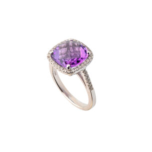 Gold Ring with Diamonds and Amethyst Orofasma