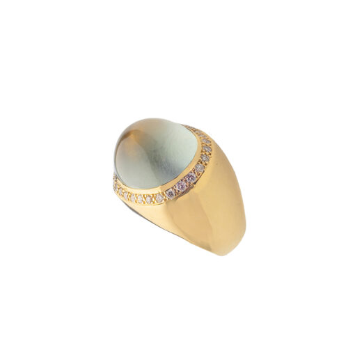 Gold Ring with Diamonds and Green Amethyst Orofasma