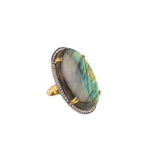 Gold Ring with Labradorite and Diamonds Dolly Boucoyannis