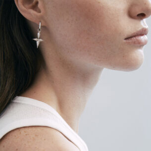 Silver Cross Earring with Diamonds Statement