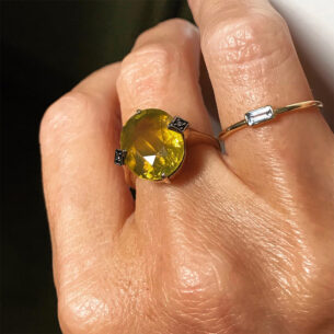 Yellow Tourmaline with Diamonds Ring Oona