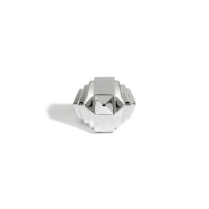 Silver Pyramid Ring with Diamonds Statement