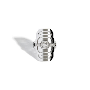 Silver Ring Rhodium Plated with Diamonds Statement
