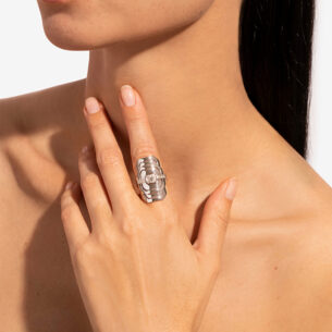 Silver Ring Rhodium Plated with Diamonds statement