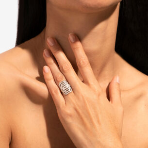 Silver Mini Ring with Diamonds Statement