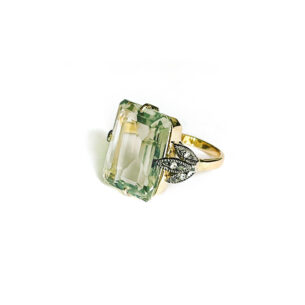 Leaves Green Topaz Ring with Diamonds Oona