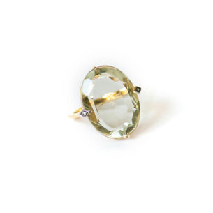 Green Amethyst with Diamonds Ring Oona
