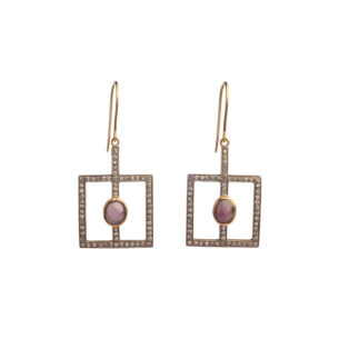 Paved Diamonds with Rough Spinels Earrings Oona