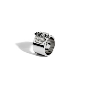 Silver Pinky Ring with Diamonds Statement