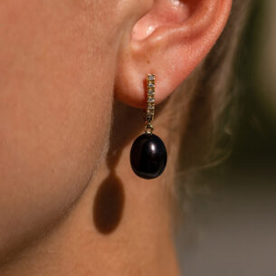 Black Pearl and Diamond Earrings Maria Kotsoni
