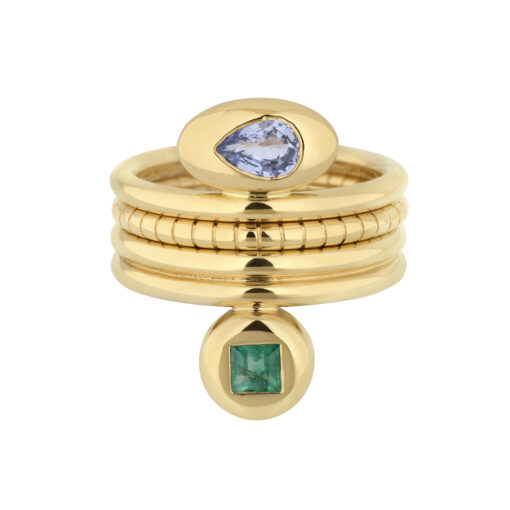 Gold Ring with Emerald Gold Ring with Purple Sapphire Ioanna Souflia