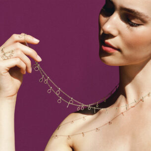 Multishapes Long Necklace with Diamonds Christina Soubli