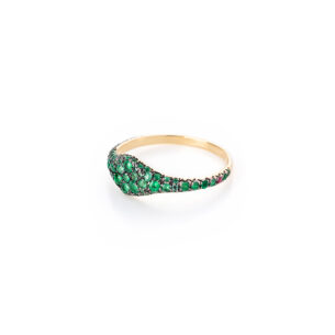 Meteor Small Ring with Emeralds and Ruby Dori Mouzannar