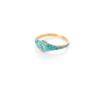 Meteor Small Ring with Turquoises, Ruby and Diamonds Dori Mouzannar
