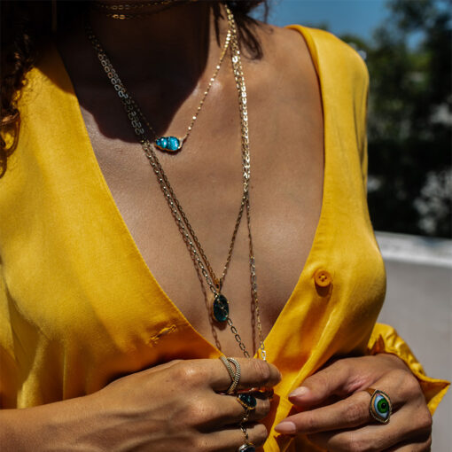 Sienna Necklace with Blue Chalcedony Scarab and Diamonds Lito