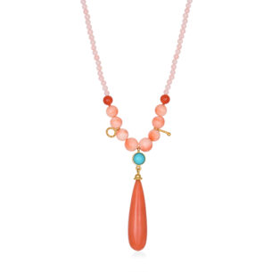 Necklace with Rose Corals and Turquoise Christina Soubli