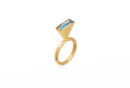 Ring with Rectangular Blue Topaz Christina Soubli