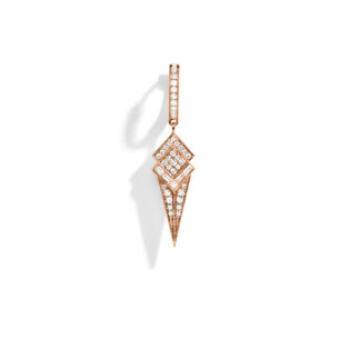 Gold Hoop Stairway Cone Earring with Diamonds Statement