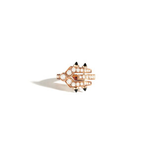 Spike Ring with Diamonds and Agates Statement