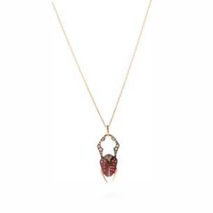 Scarab Necklace with Diamonds and Rubies Clara Jahel