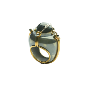 Silver Onyx Diamonds Scaphandre Ring Elie Top