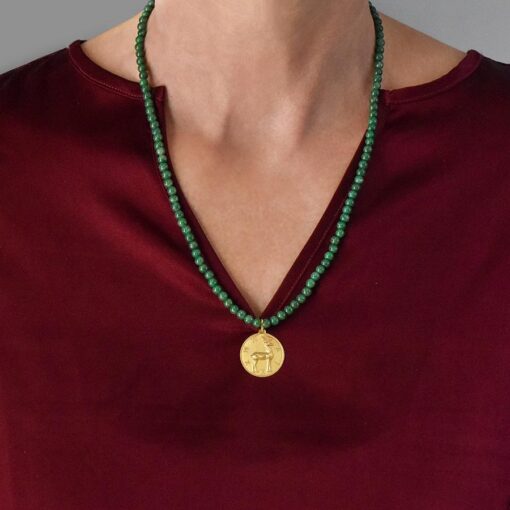 Necklace with Jade Beads and Deer Motif Ilias Lalaounis