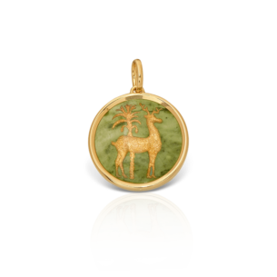 Golden Deer Pendant with Jade Ilias Lalaounis