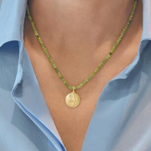 Necklace with Faceted Jade Beads and Deer Motif Ilias Lalaounis