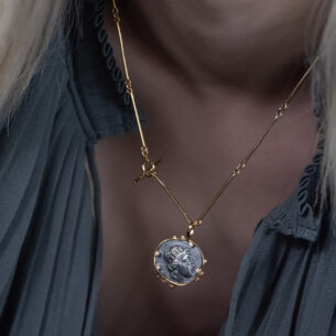 Heritage Gold Diamond Necklace ”Thessalon” Vintage Necklace Fotini Psarouli