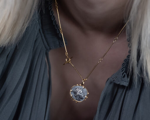 Heritage Gold Diamond Necklace ”Thessalon” Vintage Necklace Fotini Psarouli