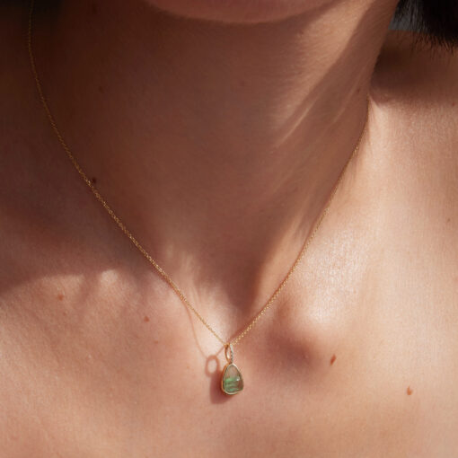 Thetis Necklace with Emerald and Diamonds Eikosi Dyo