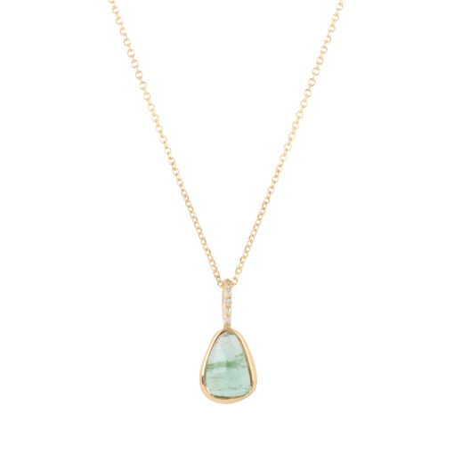 Thetis Necklace with Emerald and Diamonds Eikosi Dyo