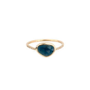 Thetis Blue Tourmaline Ring with White Diamonds Eikosi Dyo